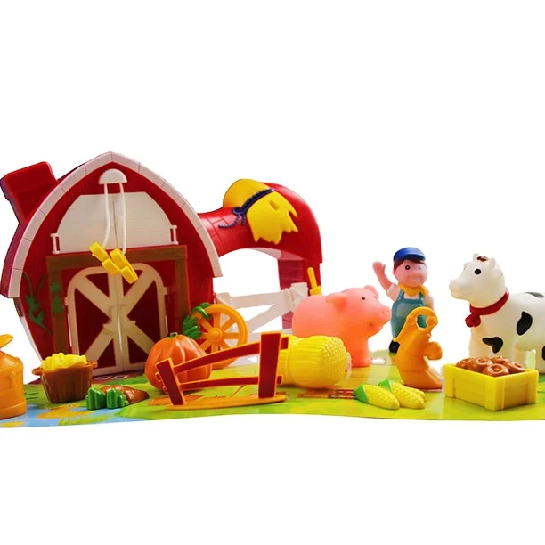 Fong Bo Amazon Hot Sale Toy Barnyard Babes Farm Set Education Barn Animal Toy