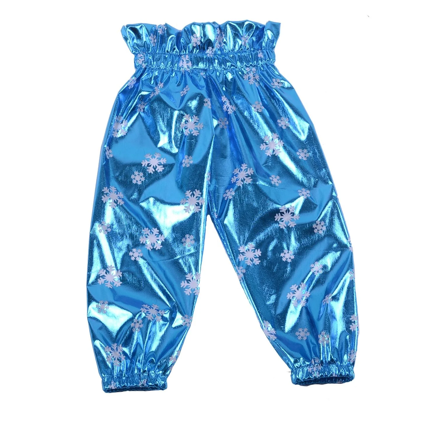 Wholesale Kid Pants Long Leg Pants Ruffle Hem Flared waist Thin leather Christmas snowflake printing Baby Girl pant