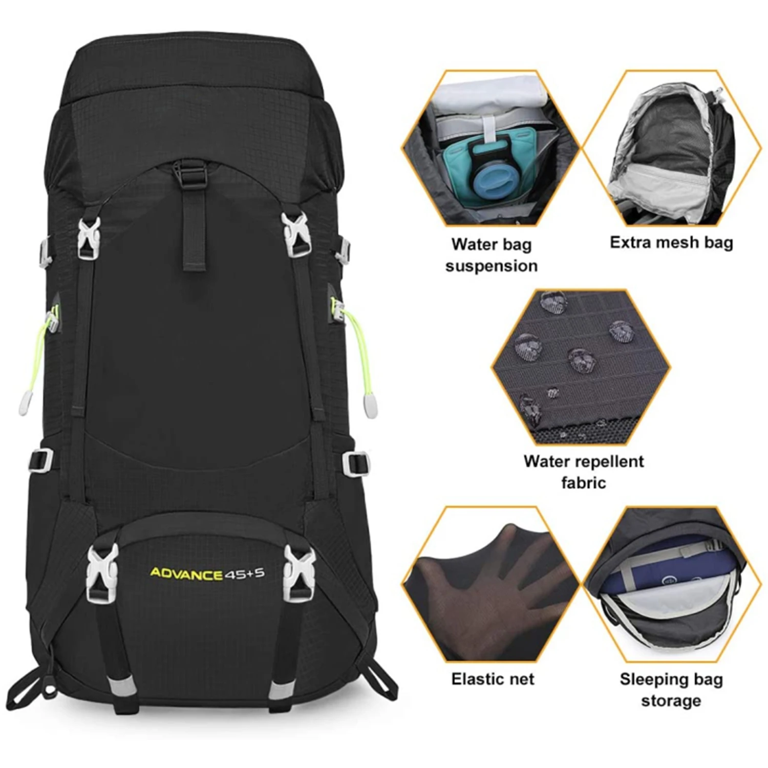 2022 Hot Sell Outdoor Camping 45 + 5 L Waterproof Custom Tactical Travel Hiking Backpack