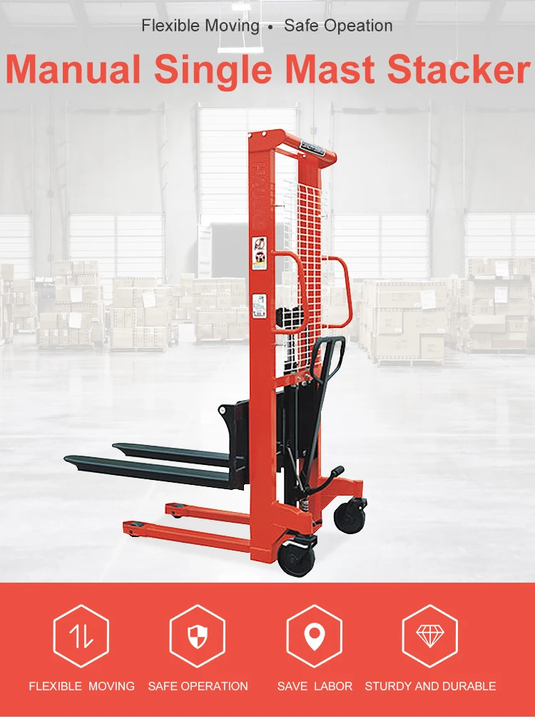 1000kg 2200lbs 1m 1.2m 1.6m 2.5m 3m capacity hydraulic hand lift manual stacker with fixed forks sdj1000