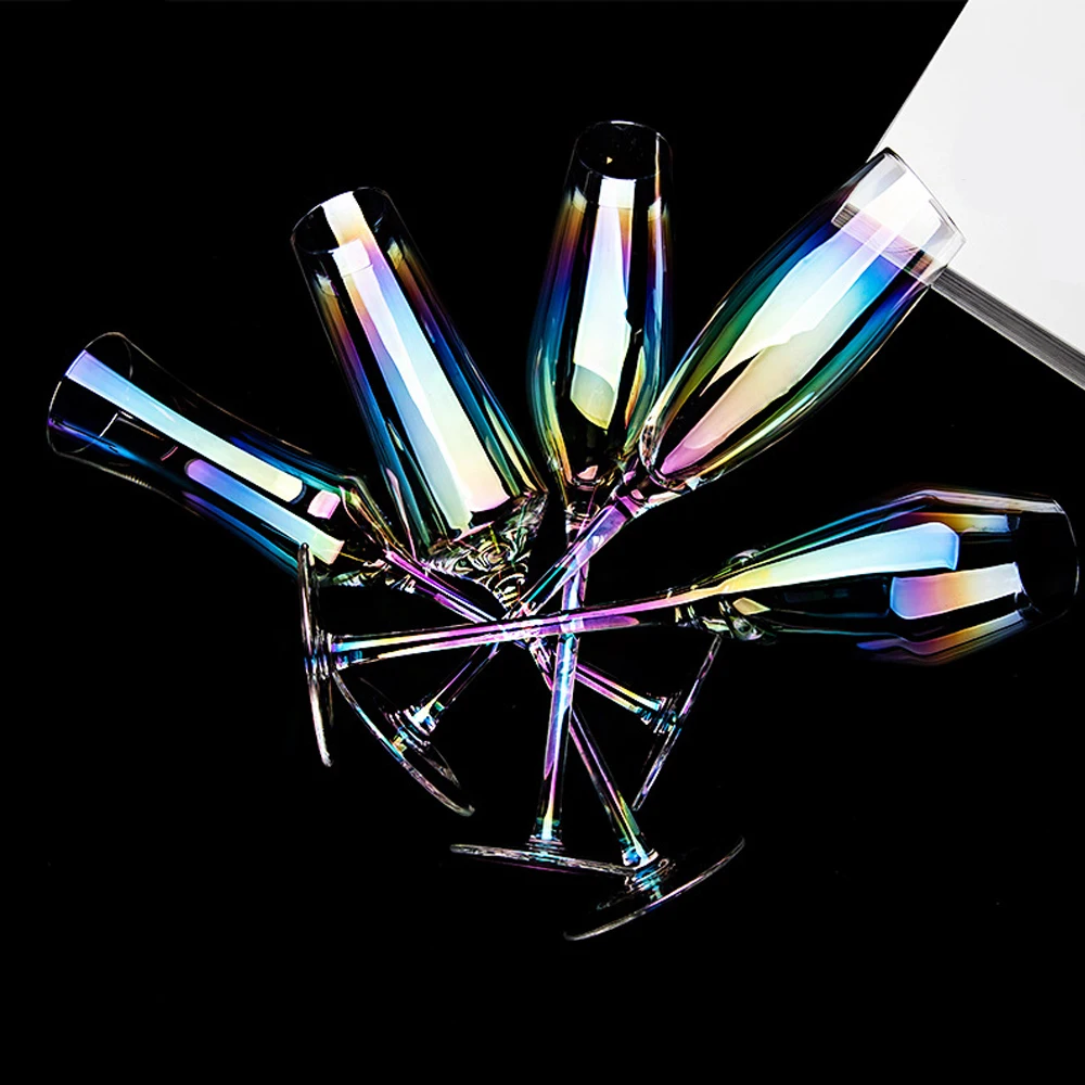 Wholesale Hand Blown Luxury Colorful Glass Champagne Flutes Wedding Party Champagne Glasses