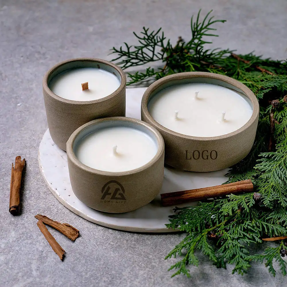 Large Order Custom Cement Candle Container Concrete CandleJar Ceramic Candle Cups With Multi-Size