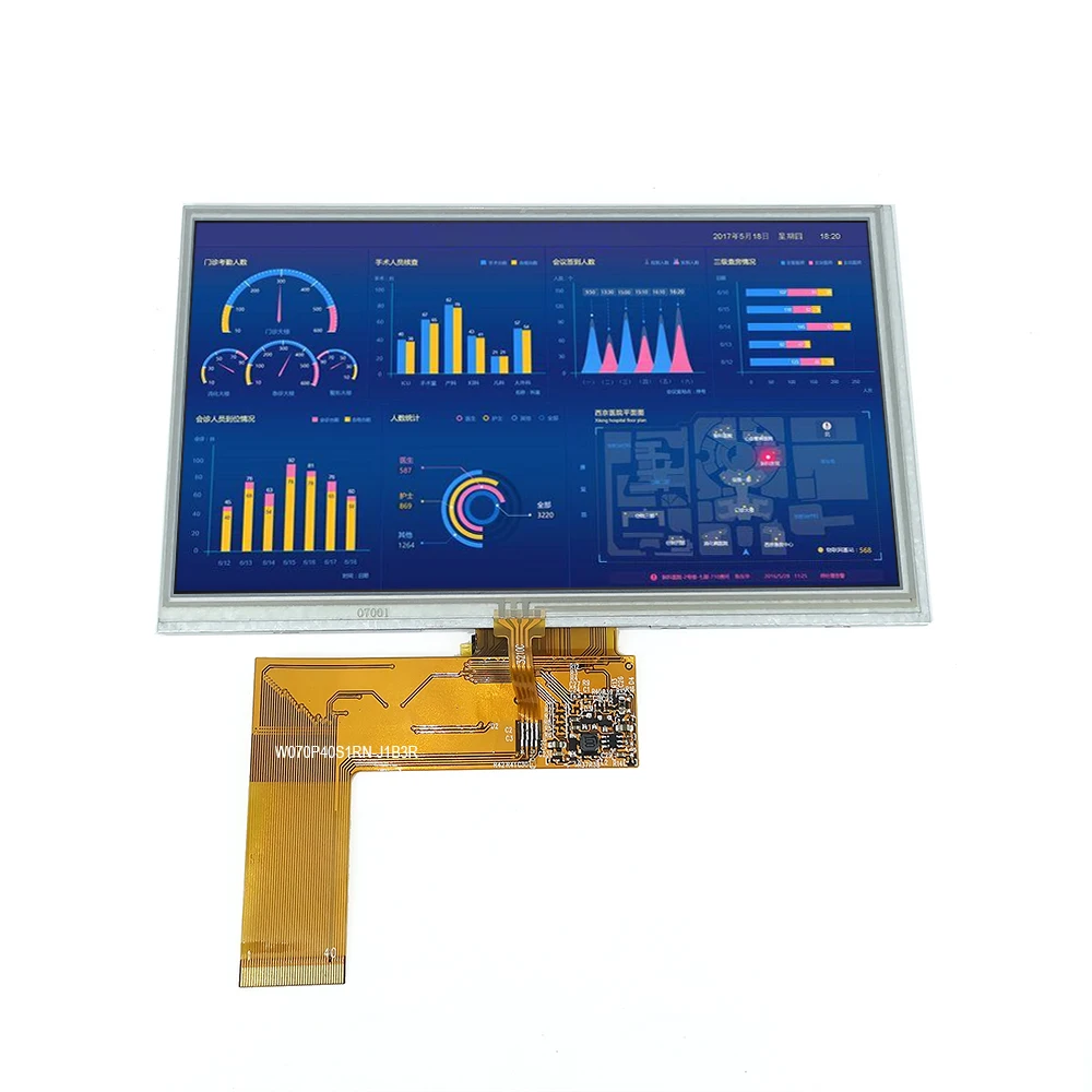 800x480 TFT Lcd RGB TTL FPC 40 Pin Interface Resistive Panel 7 Inch Touch Screen