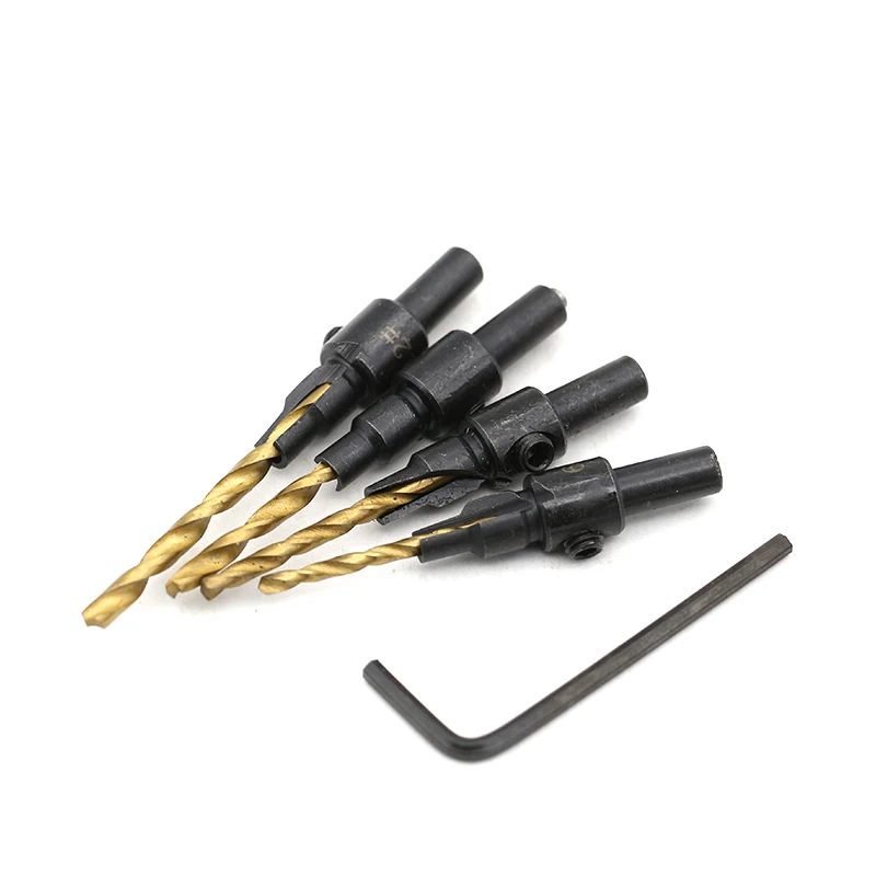 5pcs Countersink Drill Woodworking Drill Bit Set Drilling Pilot Holes For Screw Sizes #5 #6 #8 #10 #12