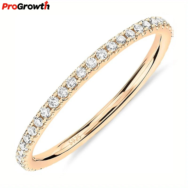 14K Gold Plated Solid 925 Sterling Silver CZ Simulated Diamond Eternity Bands & Rings For Women Fashion Jewelry Wedding Ring Set
