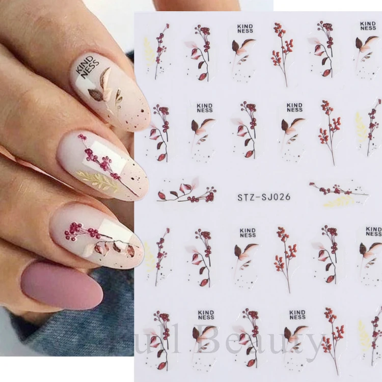 asianail Rose gold leaf back adhesive nail sticker abstract Nail Art Stickers