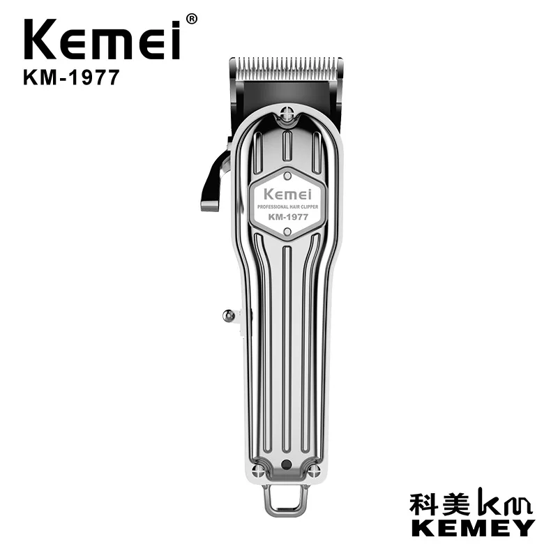 
Kemei hair clipper KM-1977 gold body metal adjustable carbon steel blade professional electric clipper 