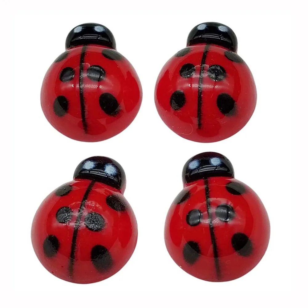 15mm Resin Red Beetles Figurines Fairy Garden Mini Ladybug Miniatures DIY Playing Toys Flat Back Animal Model