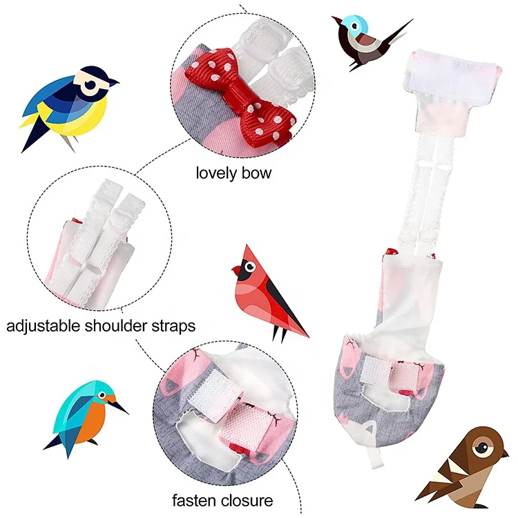 Washable Reusable Cosplay Parrot Flight Suit Bird Flying Diaper Nappy Clothes For Parakeet Cockatiel Mini Macaw Budgie Canary