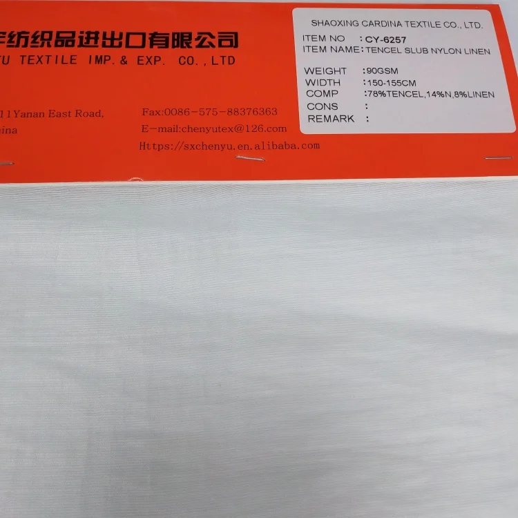Продажа модной одежды защита окружающей среды 90gsm tencel slub нейлон льняная ткань женское платье Домашняя одежда и упаковка для рукоделия