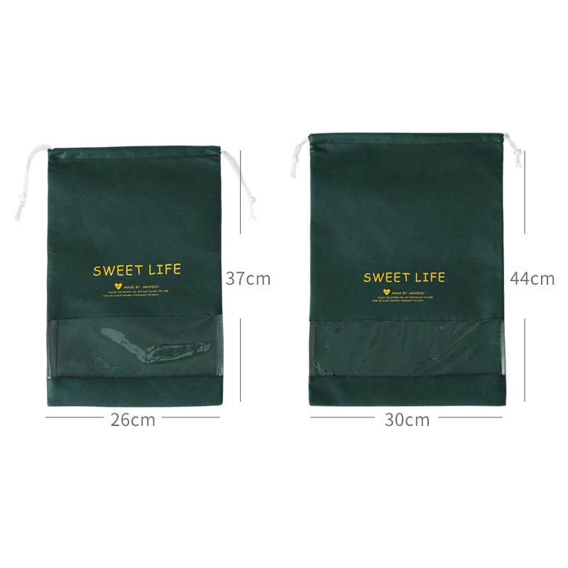 Custom Logo Printing Travel Portable Shoes Separate Storage Drawstring Bag Non-woven Dust-proof Bag