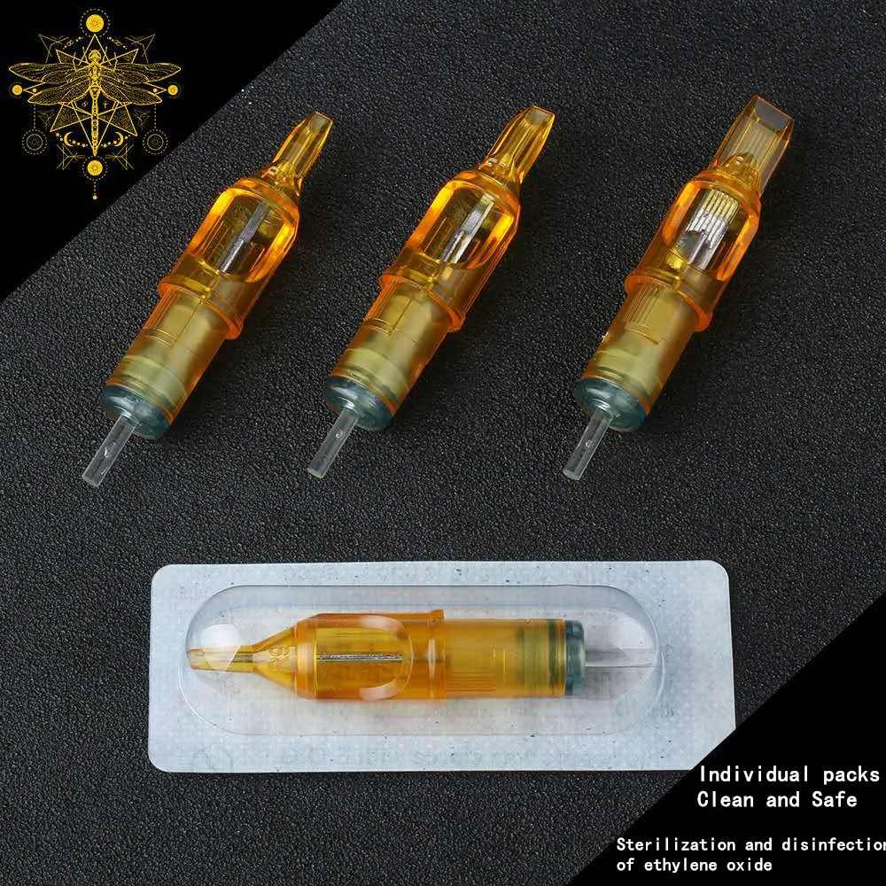 20 шт./кор. одноразовые на возраст 1 3 5 7 9 11 13 14 15 лет RL RM RS M1 желтого цвета с рисунком стрекозы иглы татуировки Картриджи