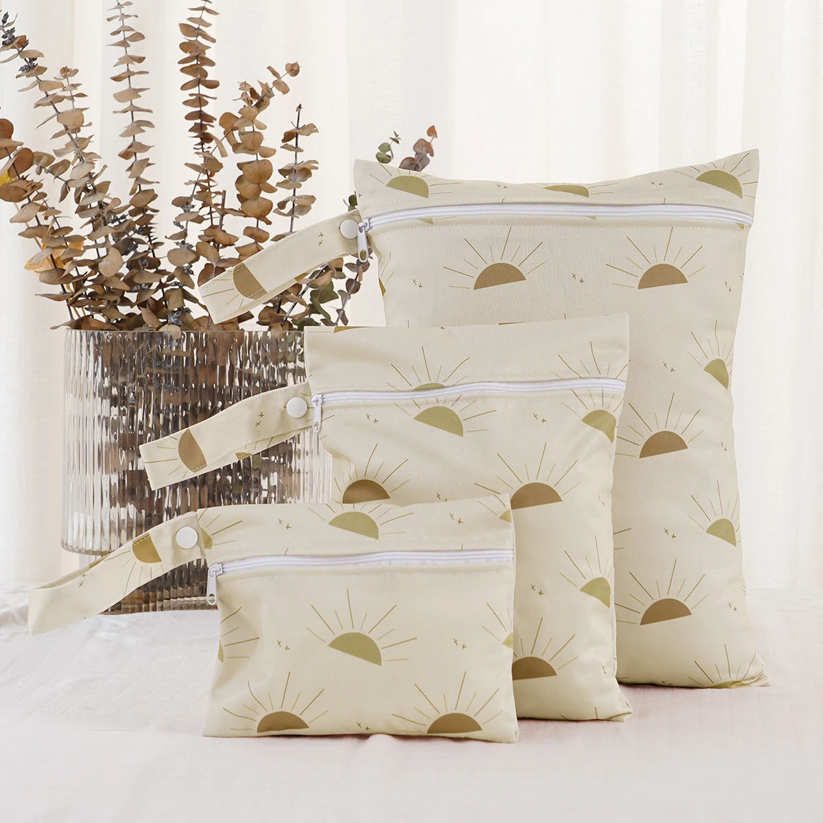 Wholesale 3 pcs Set Polyester Diaper Bag Logo Printed Handiness Diaper Bag For Babies Waterproof  Baby Diaper Bag