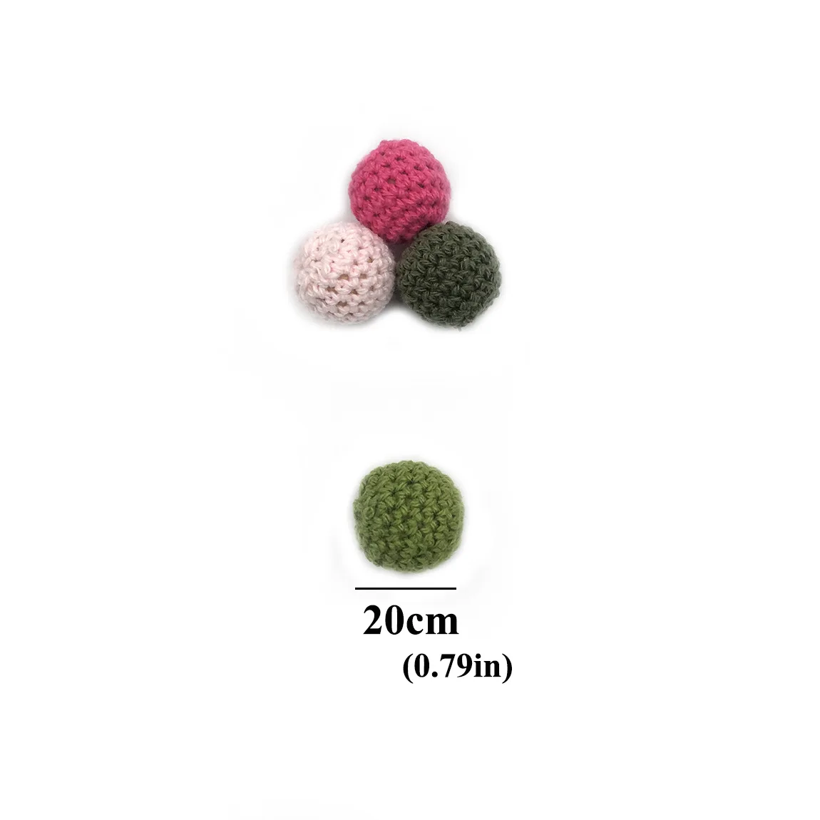 16mm 20mm Handmade Cotton Knitted Crochet Teething Beads