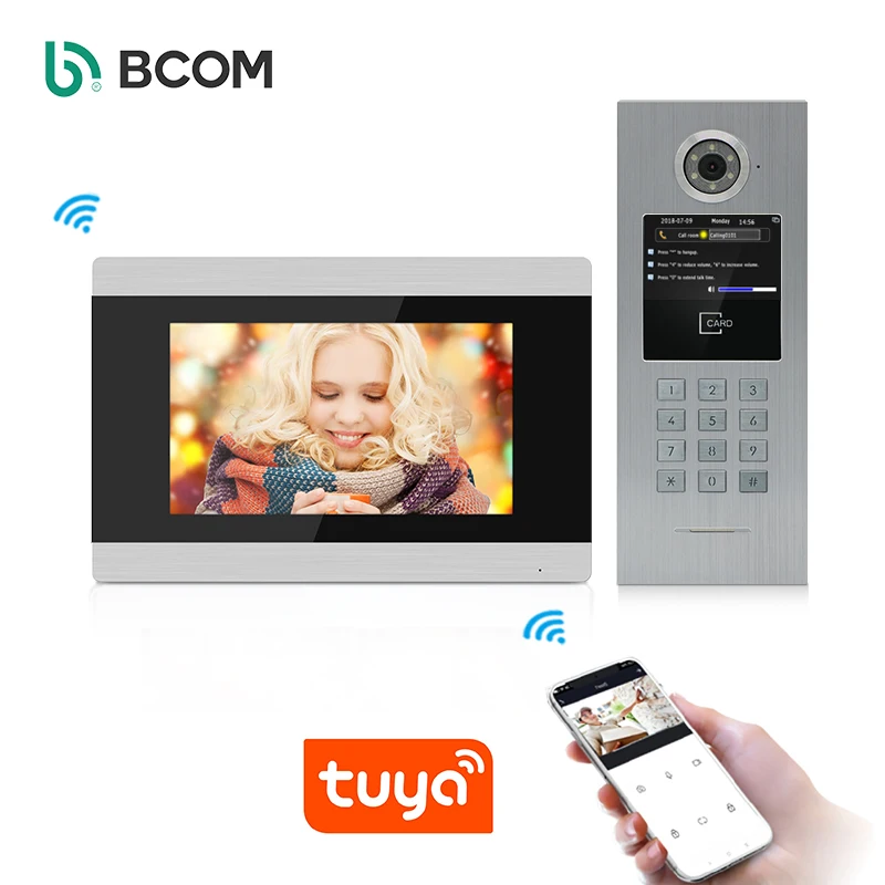 Tuya Smart Wifi Video Doorbell  Intercom Phone 1080P RFID Wireless Door Viewer Camera Intercom 7 inch Screen Motion Record