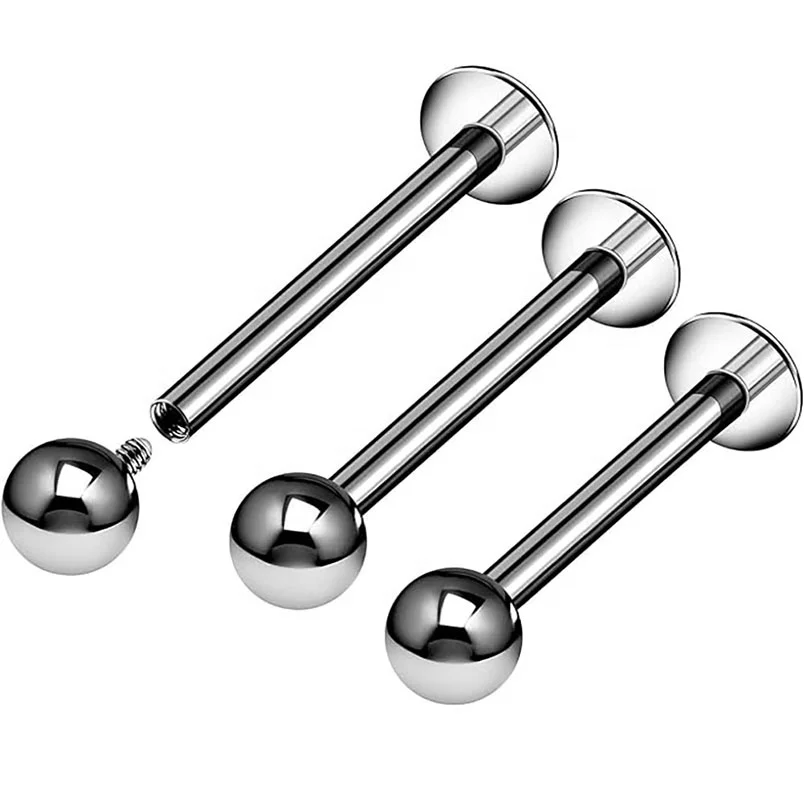 ASTM F136 G23 Titanium16g шарик с внутренней резьбой плоская задняя губная губа пирсинг ювелирные изделия для губ шпильки