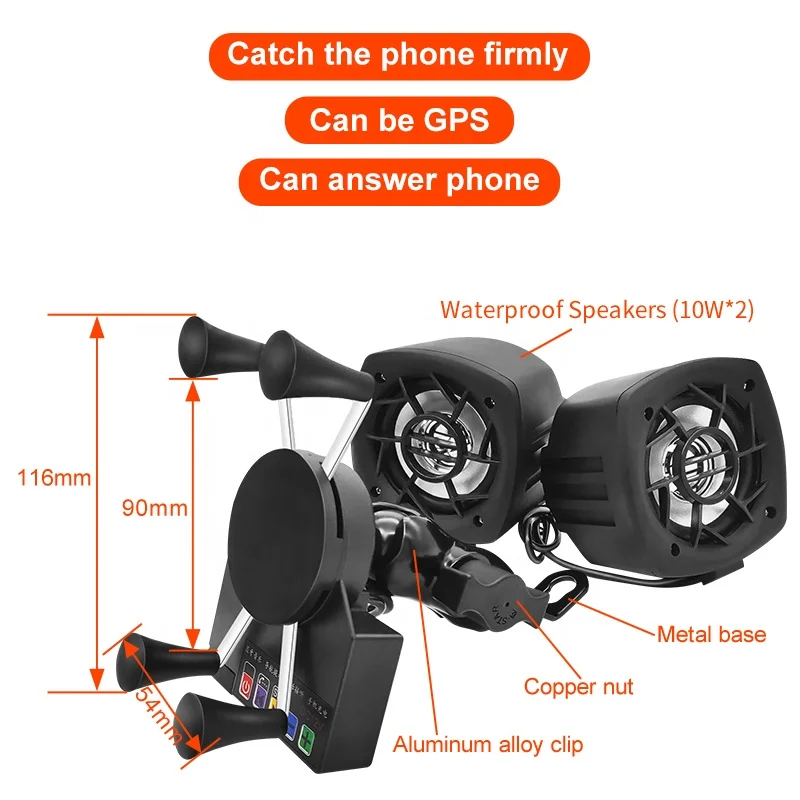 
Other Motorcycle Parts 2021 new item motorcycle phone charging holder BT mp3 audio audio speakers 