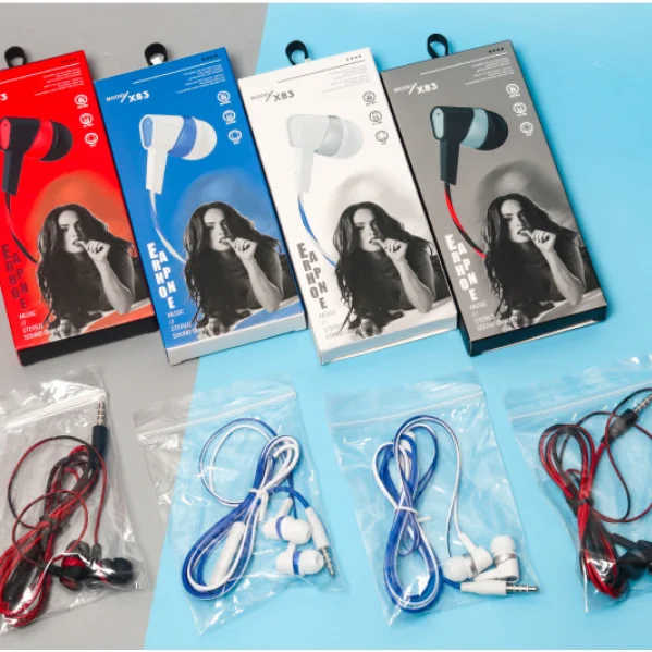 Gaming Wired headset 3.5mm Volume Control In Ear Sports Earphones With Microphone X81 X82 X83 Earbuds