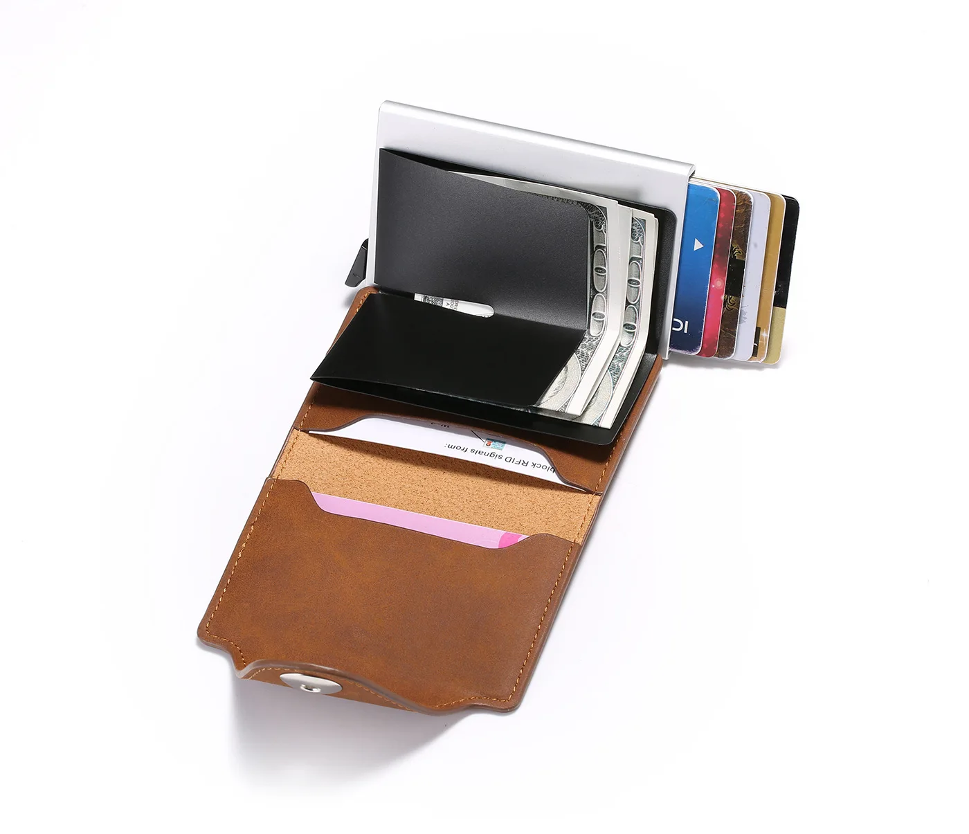 Custom Logo Retro RFID Blocking PU Leather Card Holder Wallet Front Pocket Purse For Women Men Multi-Color To Choose