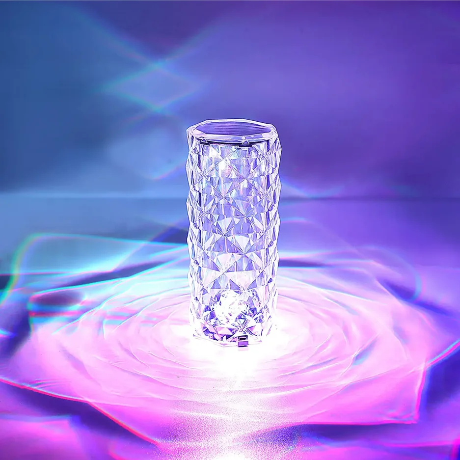 Tianhua Wholesale Table Lamps Luxury Modern Home Decorative LED Rose Dia Lamp USB Dimmable Touch Control Glass Crystal Light