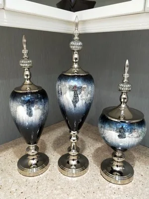 Designed mosaic crackle glass flower vase for home decor