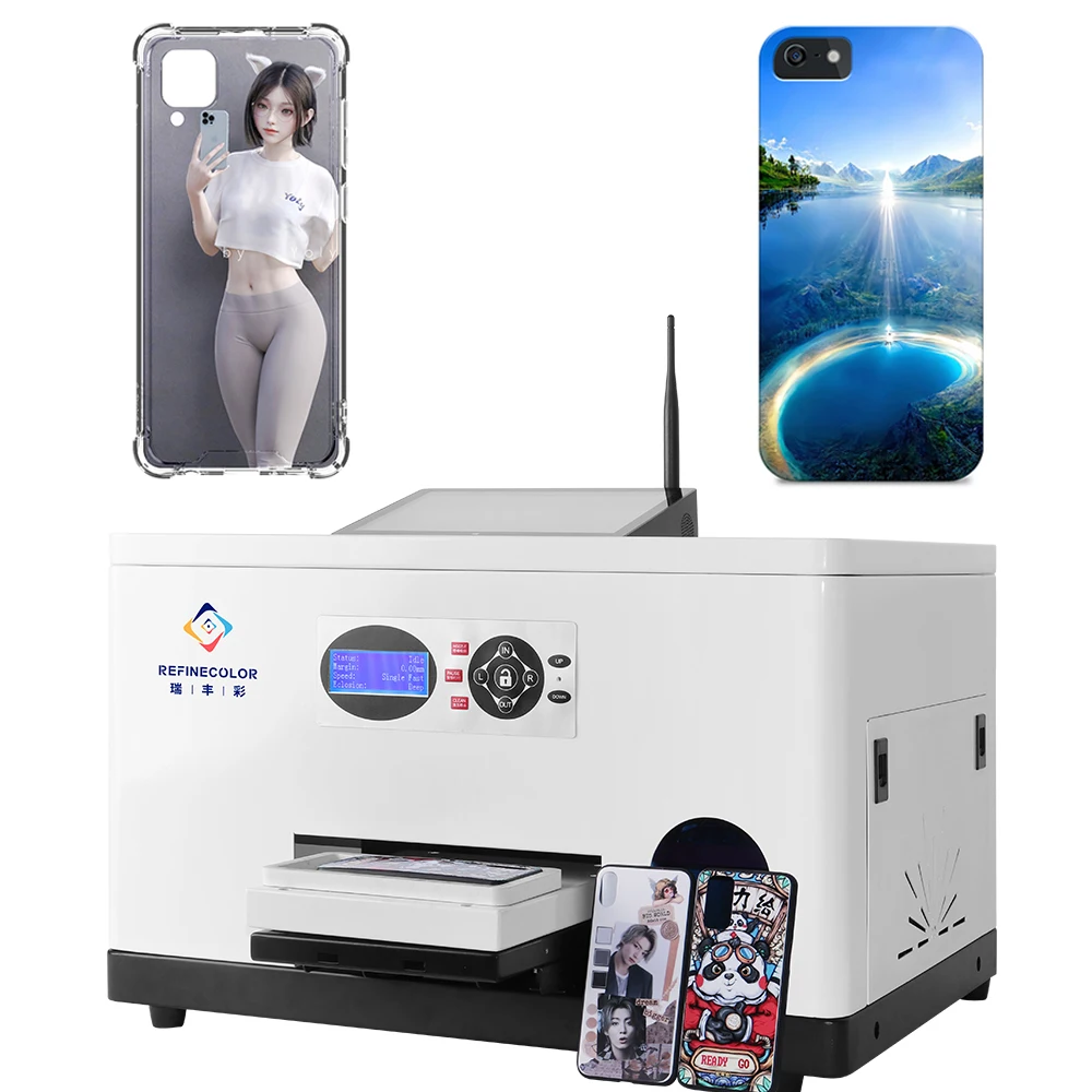Refinecolor Phone Case Printer XP600 i1600 UV Printing Machine With H5 Web App Customize Mobile Cover iPhone Samsung All Brand