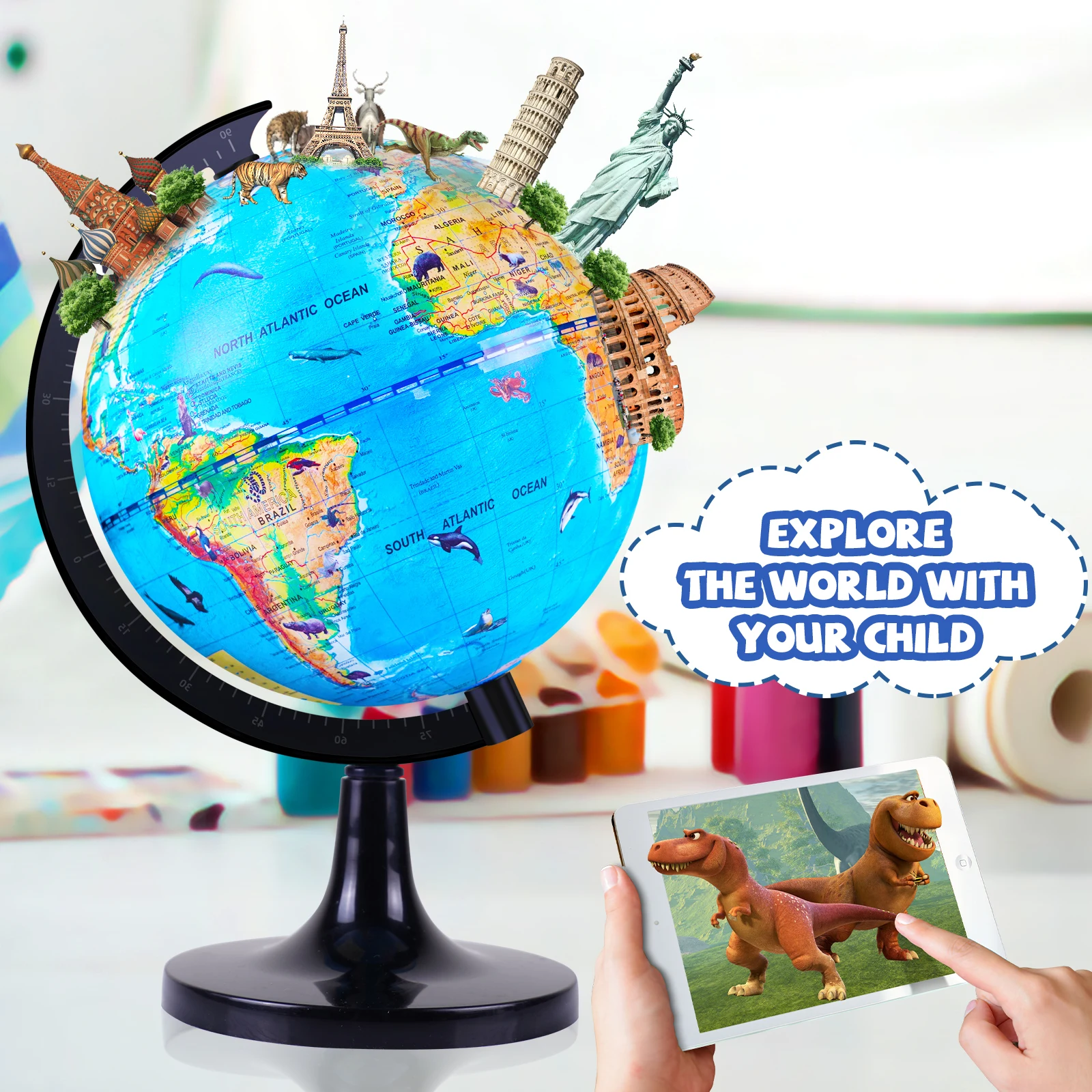 6 inches 14cm Children desktop tabletop handheld mini desk traditional plastic gift teaching school globe for kids