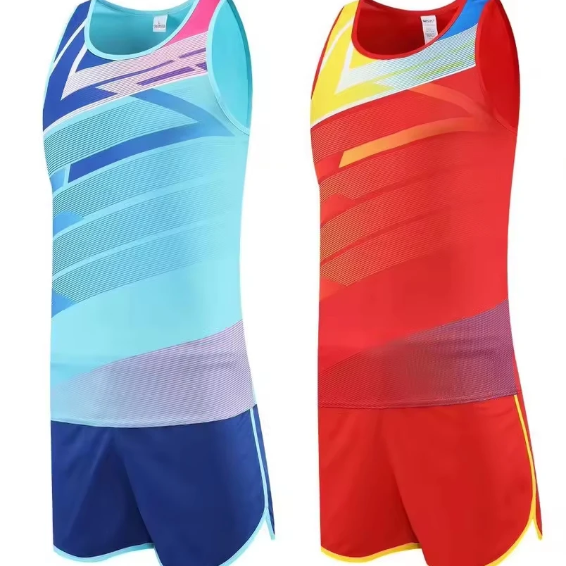 GYM Jogging Suit Men Professional Marathon Jerseys Shorts Running Training Wear Track And Field Uniform