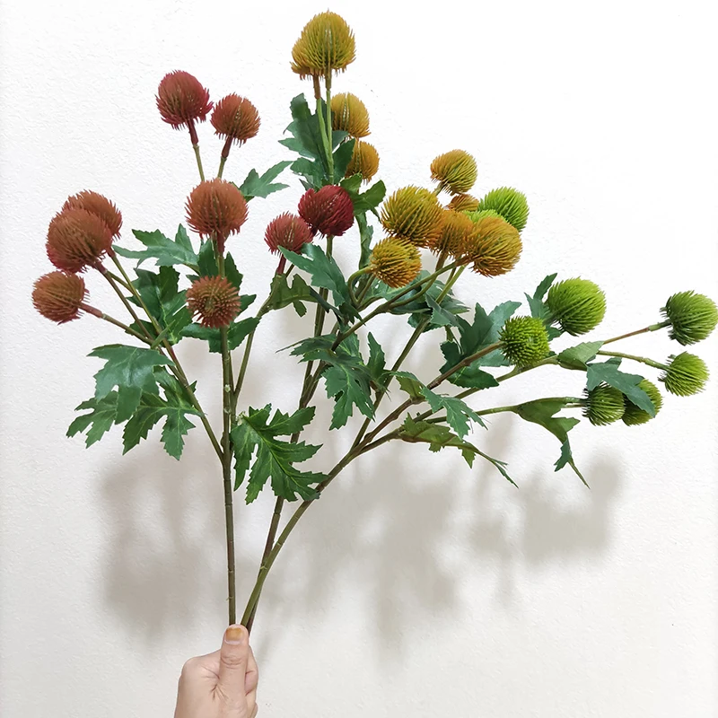 Artificial Flower Thistle Faux Pinecone Fruit Branches Artificial Plants Decorative Fruit Leaves Branches Artificial Dandelions