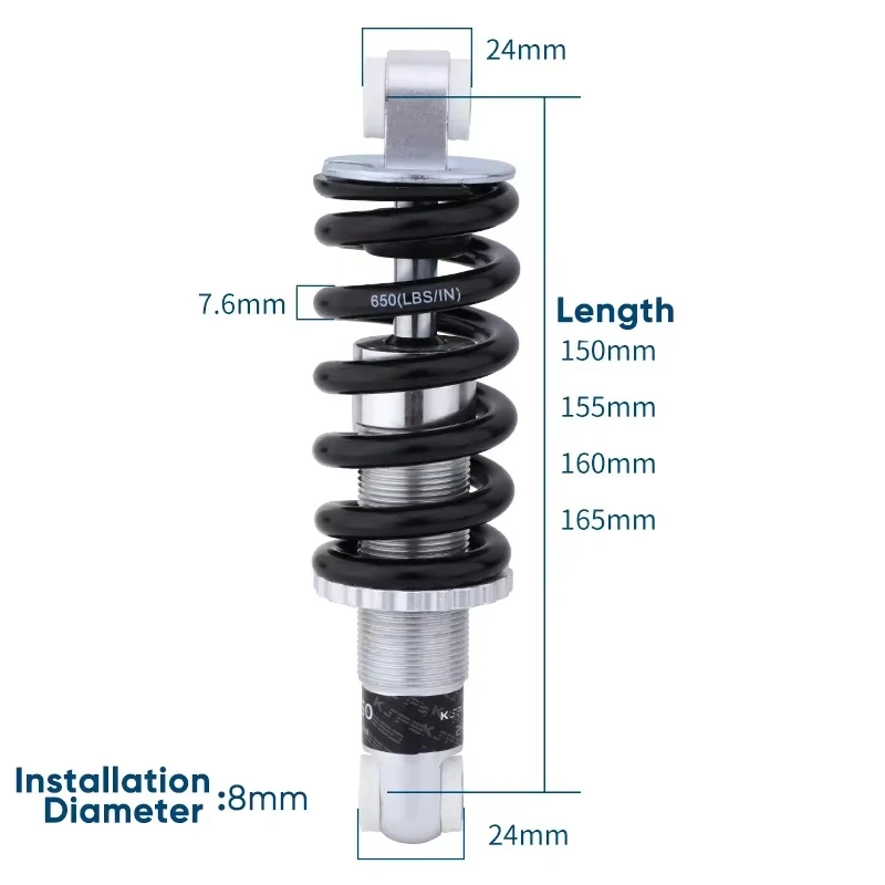 Bicycle Rear Shock Absorber 150mm/155mm/160mm 650 Pounds Spring Rear Shock Absorber For electric scooter