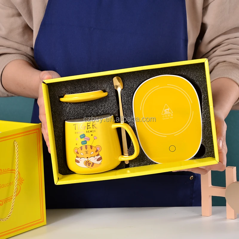 Christmas55 degree constant temperature ceramic Mug Coffee Cup with Heater smart thermal coasters Electric Mug warmer coffee cup