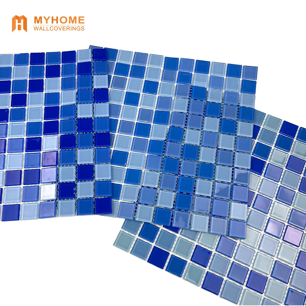 New Modern Outdoor Green Blue Color Hot Melt Glass Wall Floor Tile Swimming Pool Mosaic Glass Tiles