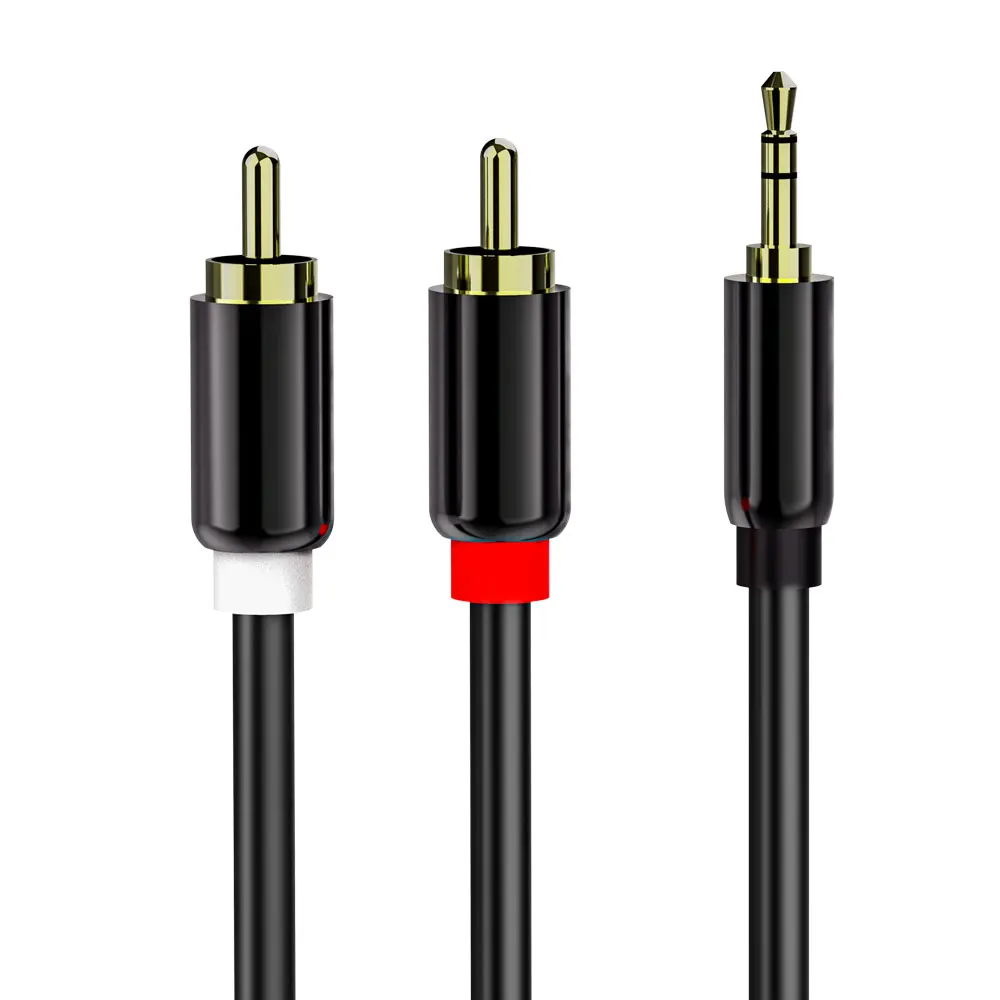 Hi End DC 3,5 мм штекер на 2RCA штекер стерео аудио кабель AUX RCA Y Шнур для смартфонов, MP3, планшетов, динамиков, HDTV