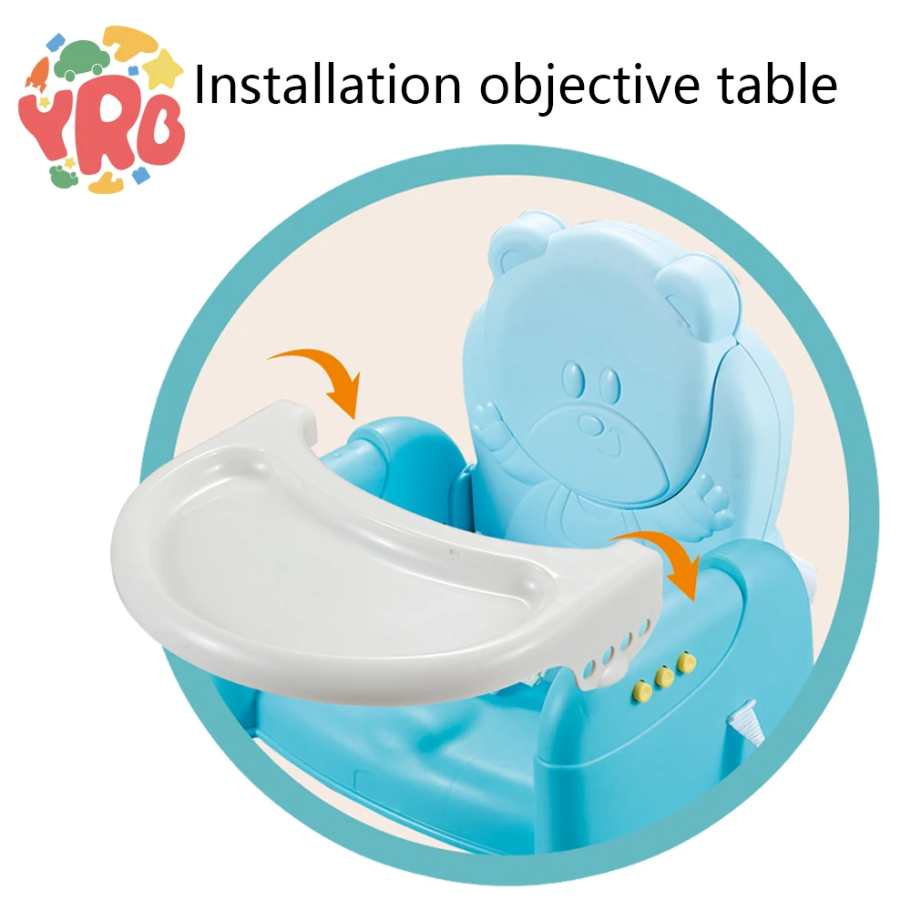 High Quality Plastic Booster Seat Kids Feeding Dining Chair Foldable Adjustable Baby Dining Chair