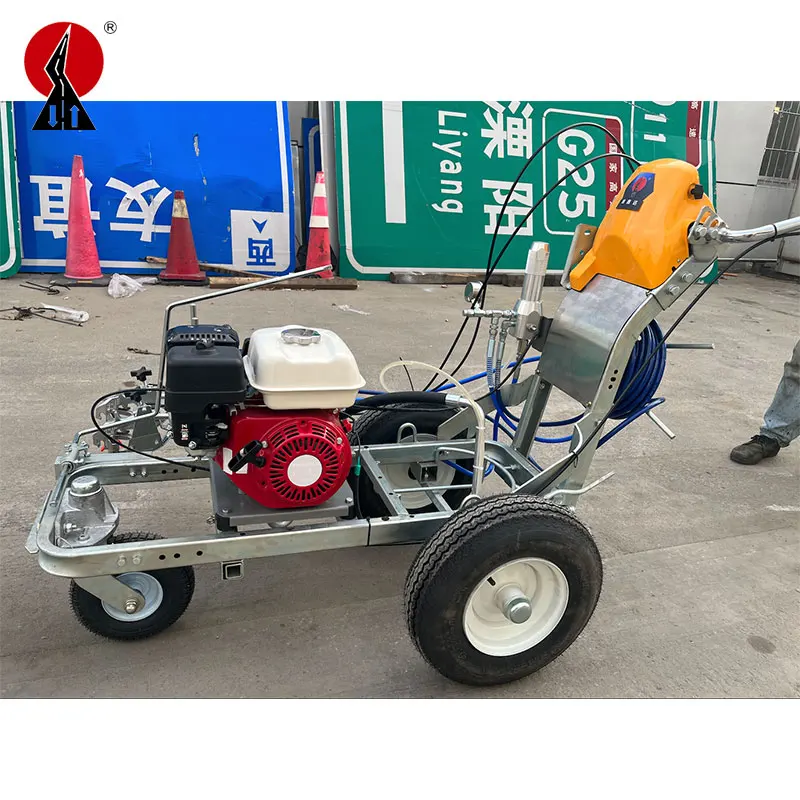 Small walk behind line stripers road marking machine for airports, parking lots, city roads, highway