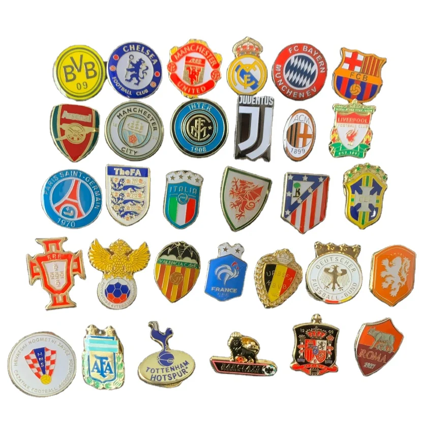 Wholesale Bronze European Football Club Sports Lapel Pins pins metalicos with Plated Technique OEM Iron for Football Teams