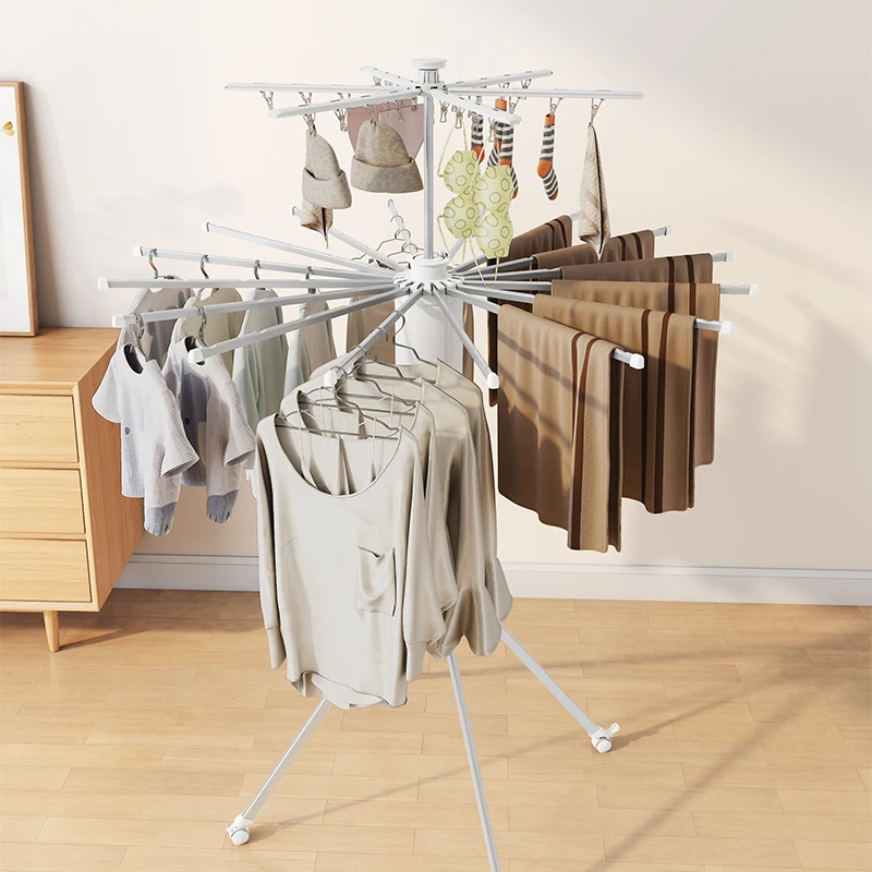 Dieyuan Houseware Tripod Clothes Drying Rack Rotating Wholesale Balcony Extendable Octopus Folding Drying Hanger Racks