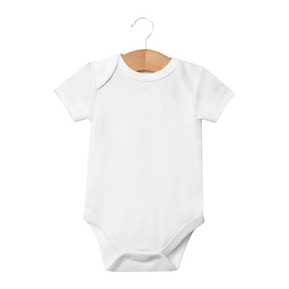 OEM 100% Organic Cotton Soild White Color Unisex Newborn Clothes Infant Bodysuit Baby Pajama Romper Baby Onesie