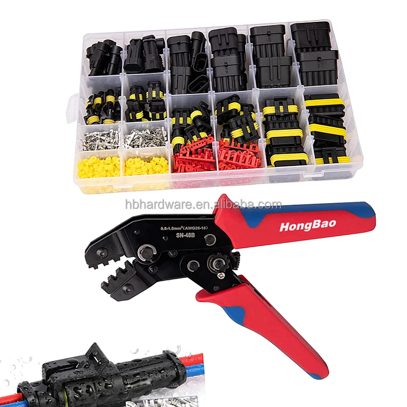 708 Pcs Cable Connector Tool Set 1/2/3/4/5/6 Pin Car Plug Electric Butt Cable Quick Connector Plug 12V Crimping Pliers Tool Kit