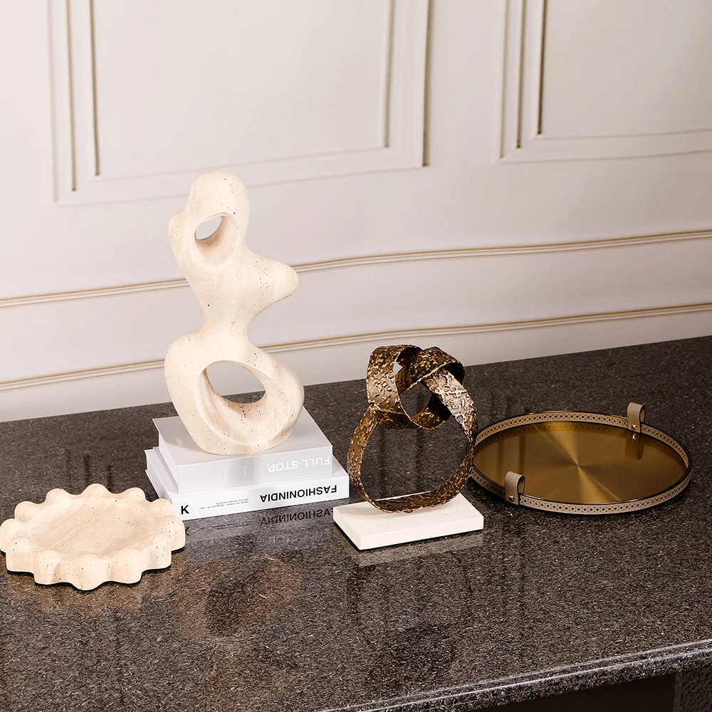 Luxury Wholesale Factory Natural Decorative Modern Art Marble Beige Organic Shape Marble Sculpture Home Decor For Interior
