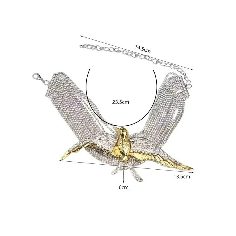 QS New Trend Multilayer full Rhinestone Glass Swallow Bird Pendant Necklace Wedding Luxury Shiny Jewelry Women Accessories