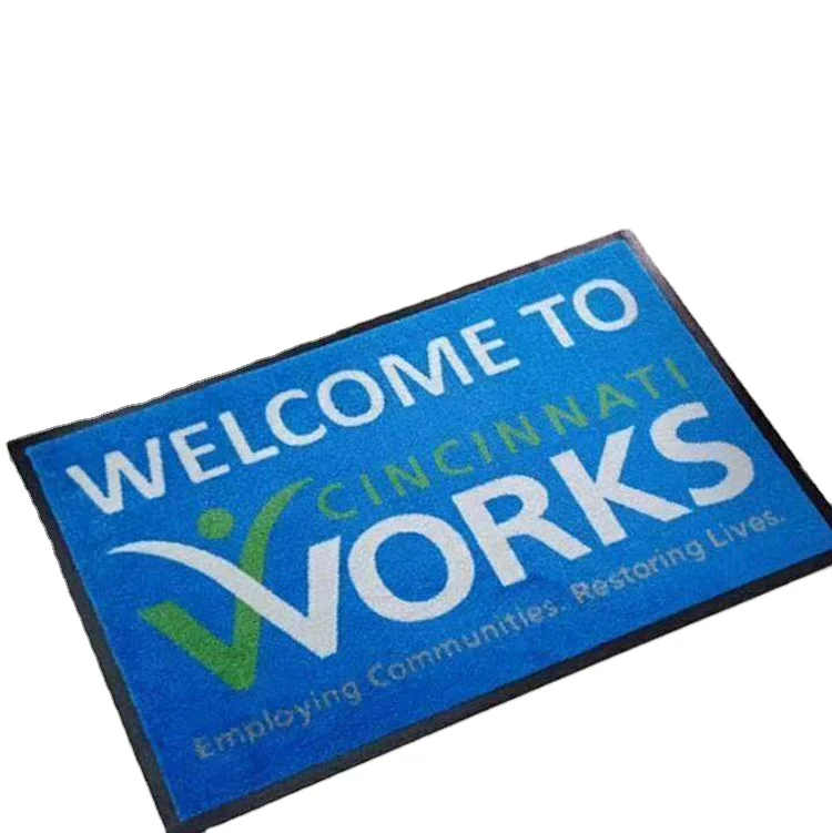 Custom Logo Nylon Surface Printing Outdoor rubber base door mat for Hotel Home entry entrance mats