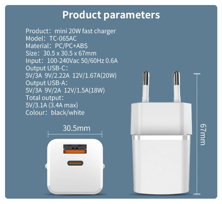 Factory PD 20w mobile cell phone fast charger charging usb 20 watt usbwallcharger