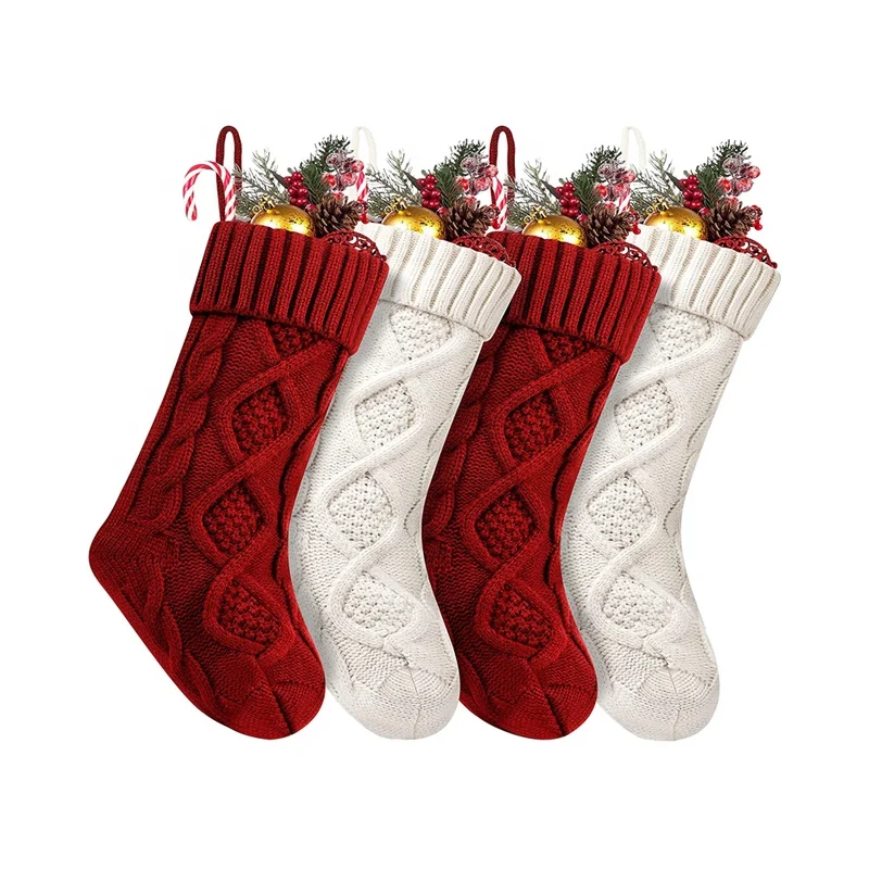 Рождественские чулки, 4 упаковки, рождественские чулки, 18 дюймов, вязаные чулки, украшения для семейного праздника, украшения для рождественской вечеринки