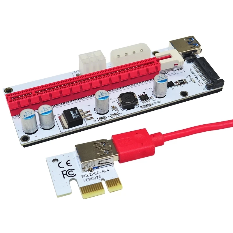 
USB3.0 PCIE 1X to 16X PCI Express Riser Card Extension Cable with DC Single Power Cable VER008S for Mining Miner Bitcoin BTC 