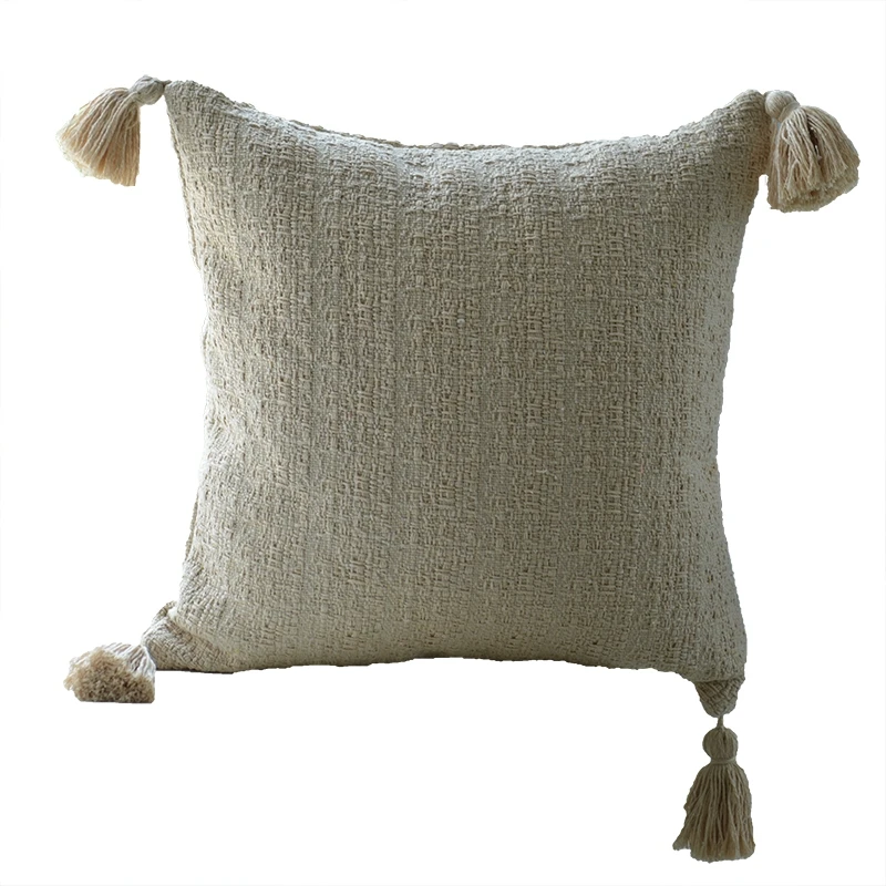 Хлопковая льняная декоративная наволочка для подушки, наволочка для дивана, наволочка для украшения гостиной, декоративные наволочки с кисточками для домашнего декора
