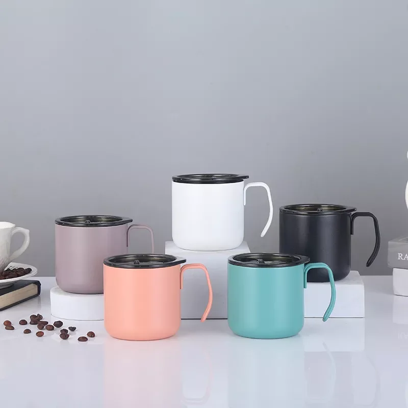 Customized Logo And Color Tumbler 350ml Double Wall 304 Metal Coffee Mugs With Handle - Buy Coffee Mugs