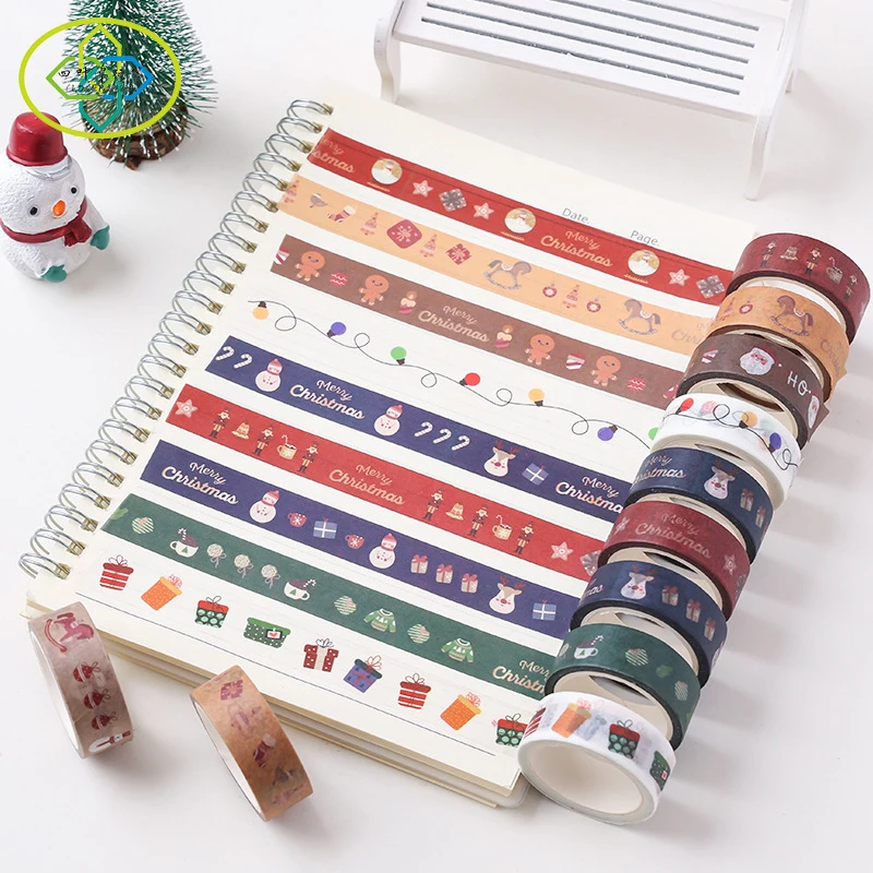 Cute Christmas Printing Decorative Holiday Craft Gift /Journals/Planners/Party Washi Tape For DIY Craft