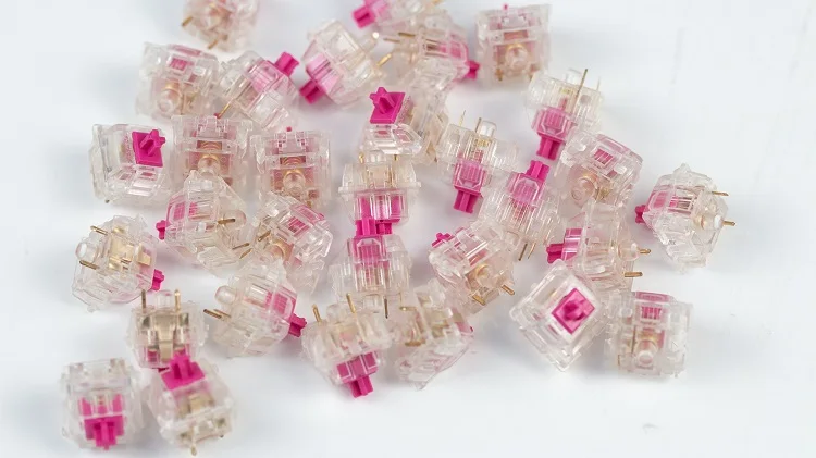  Новое поступление GATERON KS-6 розово-красный прозрачный корпус тихий 5 pin 60 70 г 80 100 RGB игровая механическая клавиатура