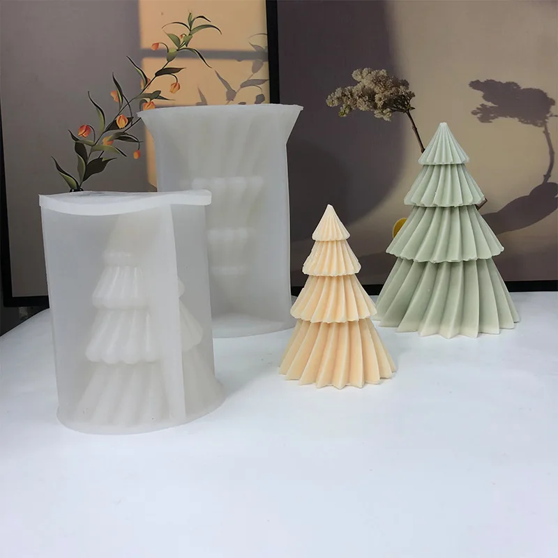 Silicone Christmas Pine Tree Candle Molds DIY Baking Molds Soap Molds Candle Making Supplies Ideal Moulds for Christmas Party